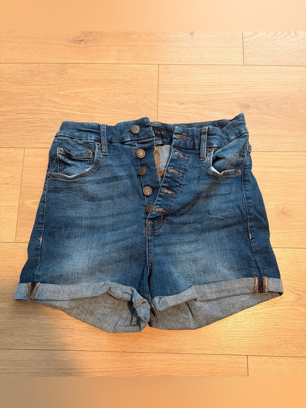 Aeropostale Dark Blue Button-Front Denim Shorts